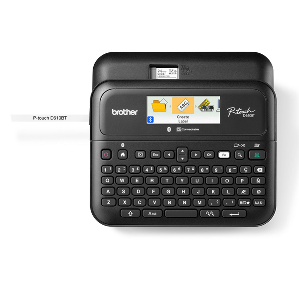 Máy In Nhãn Brother PT-D610BT (QWERTY, 20 Ký Tự & 2 Dòng, 180 dpi, 30mm/s, USB 2.0, Bluetooth)