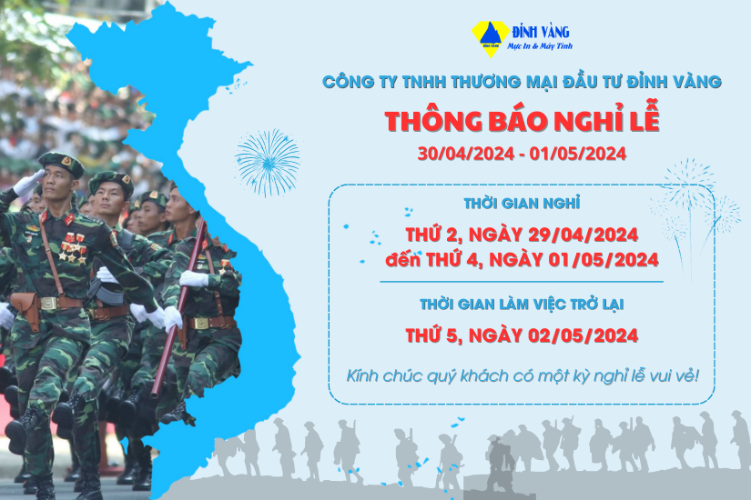 ĐỈNH VÀNG COMPUTER THÔNG BÁO LỊCH NGHỈ LỄ (30/4/2024 - 1/5/2024)
