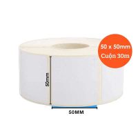 Giấy in tem nhiệt 1 tem 50x50 mm (Cuộn 30 Mét)